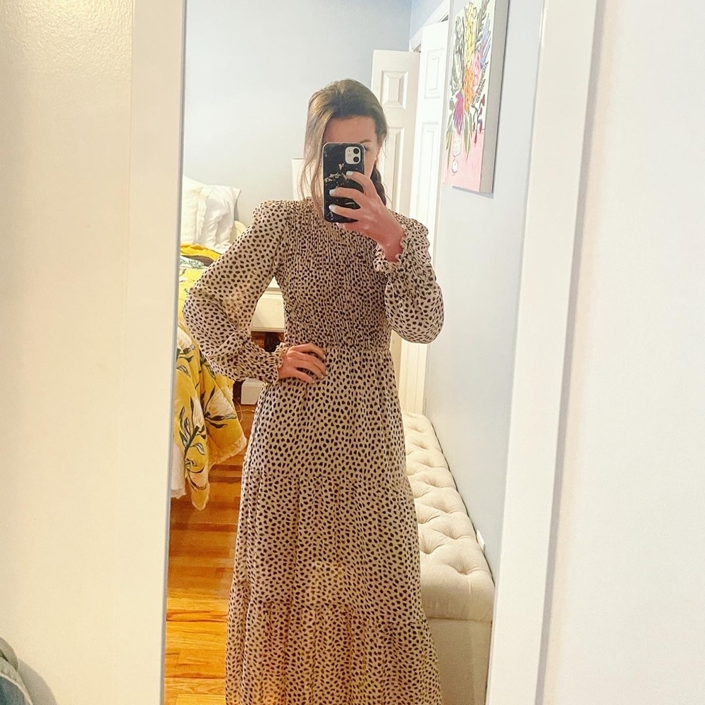 Smocked midi length dress